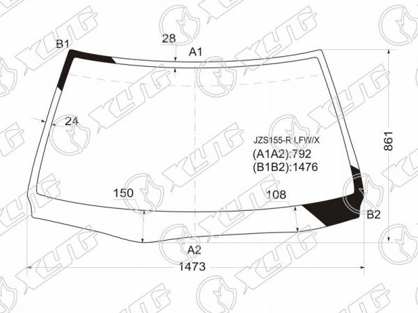 Стекло лобовое TOYOTA CROWN 151 /153 /155 4D SED 95-01