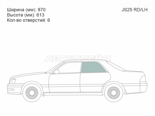 Стекло боковое опускное (Сзади / Слева / Цвет зеленый) Toyota Crown 95-01