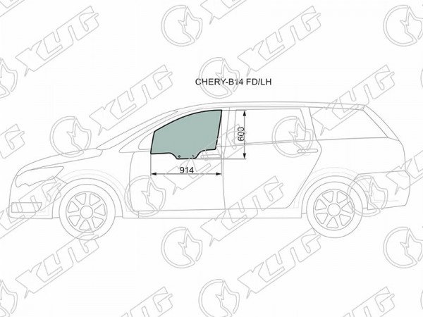 Стекло переднее левое опускное CHERY CROSSEASTAR(V5) MPV 06-14