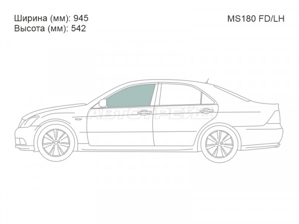 Стекло боковое опускное (Спереди / Слева / Цвет зеленый) Toyota Crown 03-08