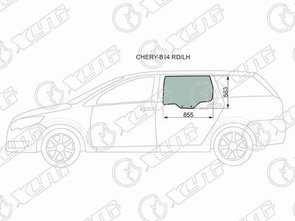 Стекло заднее левое опускное CHERY CROSSEASTAR(V5) MPV 06-14