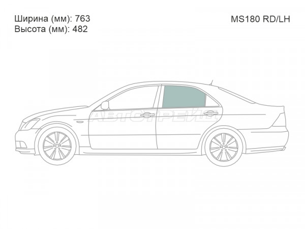 Стекло боковое опускное (Сзади / Слева / Цвет зеленый) Toyota Crown 08-12