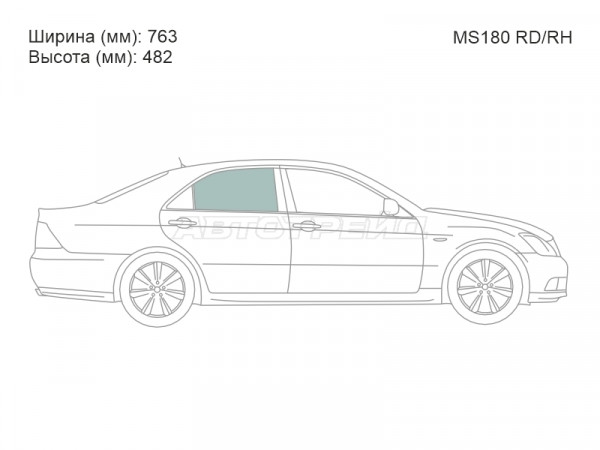 Стекло боковое опускное (Сзади / Справа / Цвет зеленый) Toyota Crown 08-12