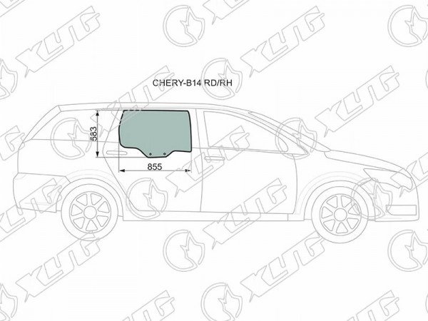 Стекло заднее правое опускное CHERY CROSSEASTAR(V5) MPV 06-14