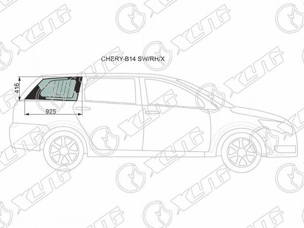 Стекло кузова (собачник) заднее правое CHERY CROSSEASTAR(V5) MPV 06-14