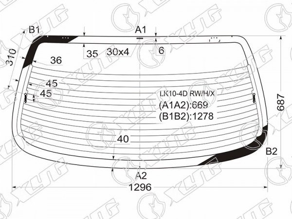 Стекло заднее с обогревом TOYOTA ECHO /PLATZ 4D SED 98-05