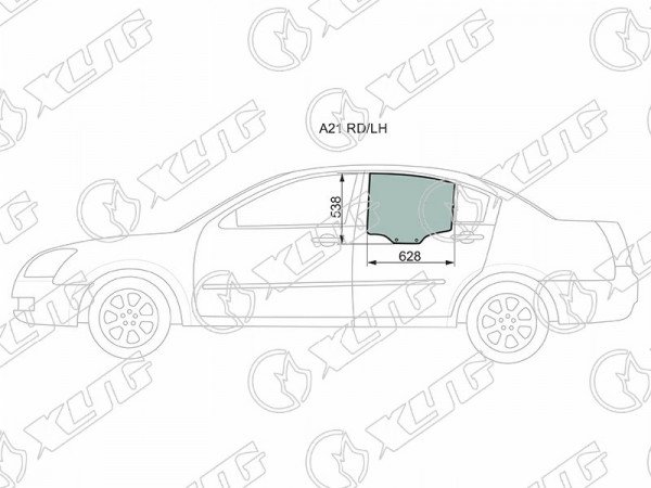 Стекло заднее левое опускное CHERY FORA 06-10