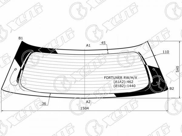 Стекло заднее с обогревом TOYOTA FORTUNER 5D 04-15