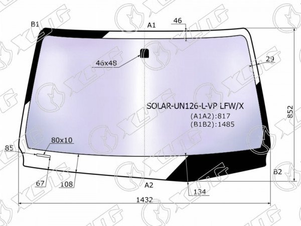 Стекло лобовое атермальное TOYOTA HILUX PICK UP 15- / FORTUNER 15- (Solar-X защита от ультраф
