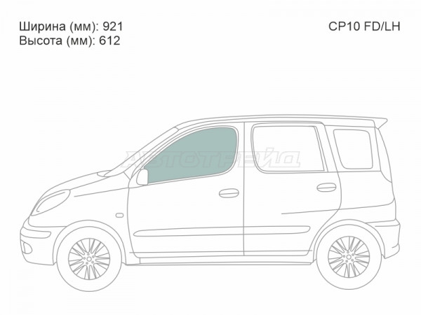 Стекло боковое опускное (Спереди / Слева / Цвет зеленый) Toyota Funcargo 99-05  / Yaris Verso 99-06