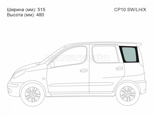 Стекло кузова боковое (не опускное) (Слева / Цвет зеленый) Toyota Funcargo 99-05  / Yaris Verso 99-06