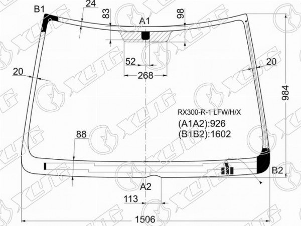 Стекло лобовое с обогревом щеток TOYOTA HARRIER 97-03