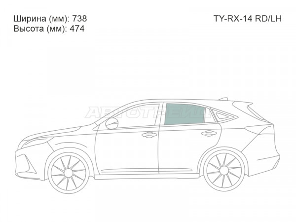 Стекло боковое опускное (Сзади / Слева / Цвет зеленый) Toyota Harrier (XU60) 13-20