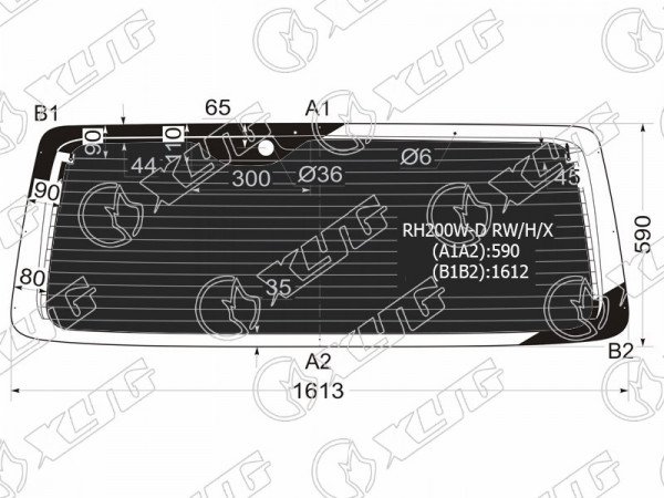 Стекло заднее затемненное с обогревом (с отв.) TOYOTA HIACE H200 WIDE CAB