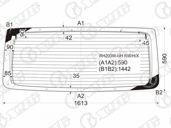 Стекло заднее с обогревом (без отв.) TOYOTA HIACE H200 WIDE CAB 04-
