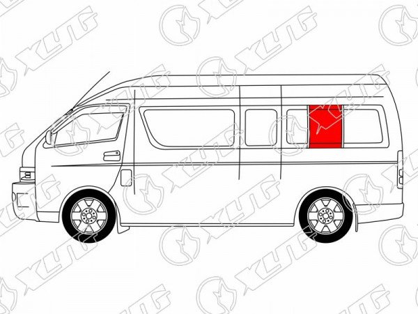 Стекло кузова среднее левое N2 TOYOTA HIACE H200 (STANDARD) 04-