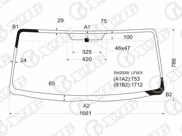 Стекло лобовое TOYOTA HIACE ( широкая кабина) #H20# 04-