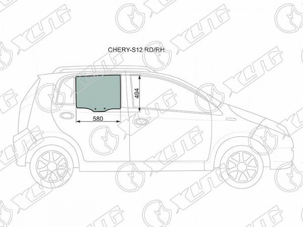 Стекло заднее правое опускное CHERY KIMO(S12) 5D HBK 07-15