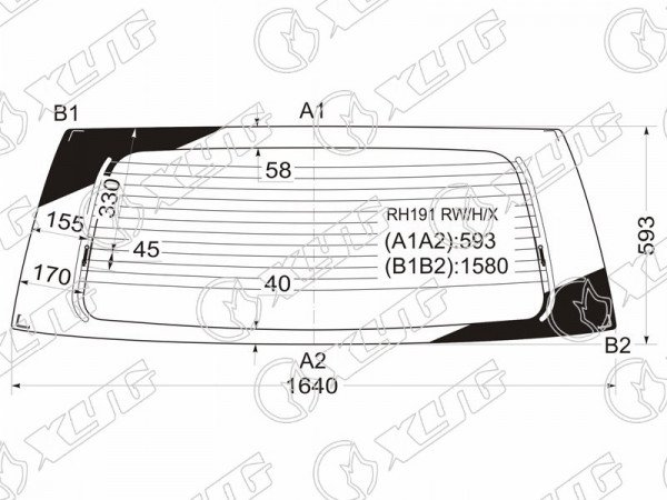 Стекло заднее с обогревом TOYOTA HIACE REGIUS /TOURING HIACE 97-02