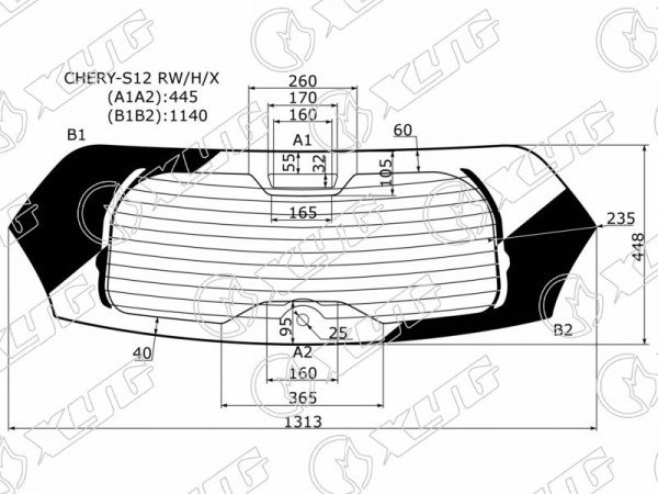 Стекло заднее с обогревом CHERY KIMO(S12) 5D HBK 07-15
