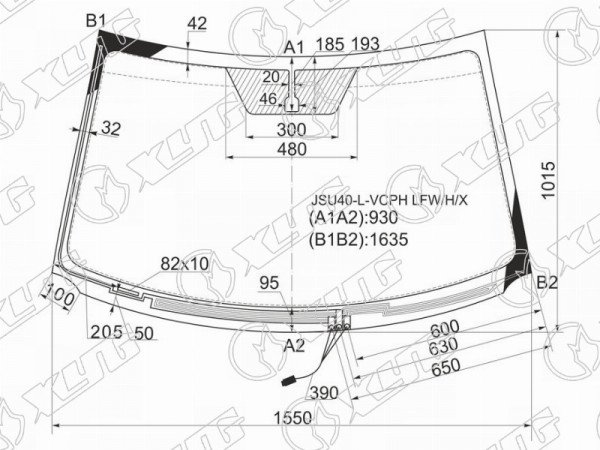 Стекло лобовое с обогревом щеток TOYOTA HIGHLANDER /KLUGER 07-13