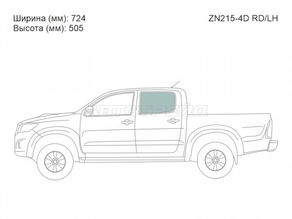 Стекло боковое опускное (Сзади / Слева / Цвет зеленый) Toyota Hilux Pick Up 04-15