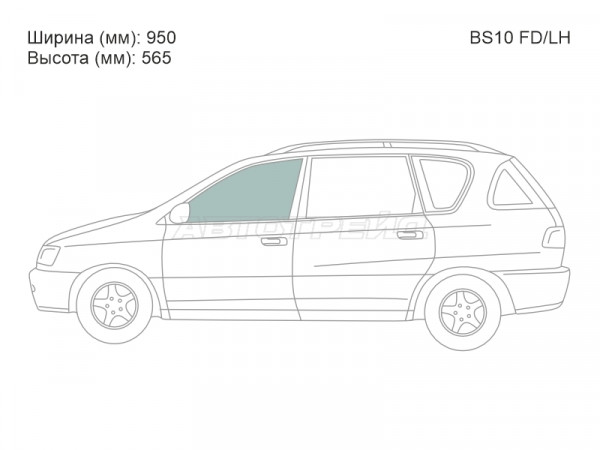 Стекло боковое опускное (Спереди / Слева / Цвет зеленый) Toyota Ipsum (SXM10) 96-01  / Picnic 96-01