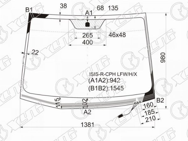 Стекло лобовое с обогревом щеток TOYOTA ISIS 04-18