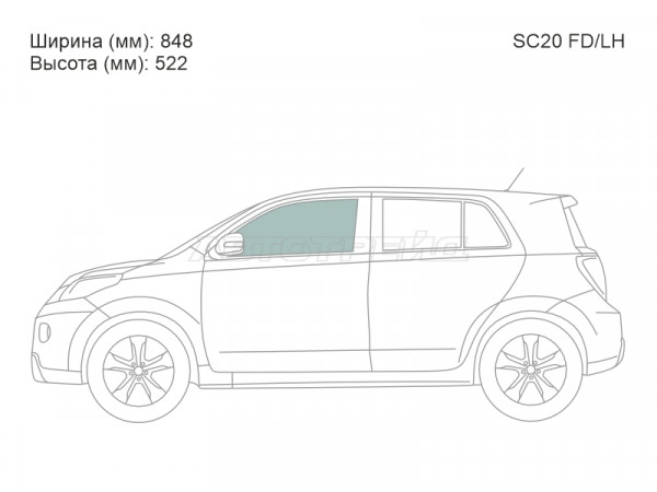 Стекло боковое опускное (Спереди / Слева / Цвет зеленый) Scion xD 07-14  / Toyota Ist 07-16