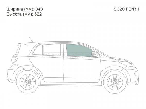 Стекло боковое опускное (Спереди / Справа / Цвет зеленый) Scion xD 07-14  / Toyota Ist 07-16