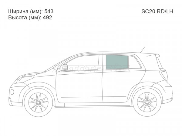 Стекло боковое опускное (Сзади / Слева / Цвет зеленый) Scion xD 07-14  / Toyota Ist 07-16