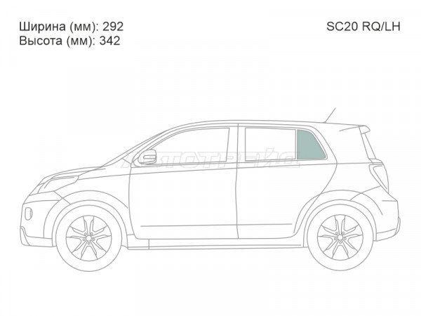 Стекло форточки (Сзади / Слева / Цвет зеленый) Scion xD 07-14  / Toyota Ist 07-16