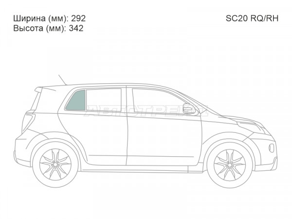 Стекло форточки (Сзади / Справа / Цвет зеленый) Scion xD 07-14  / Toyota Ist 07-16