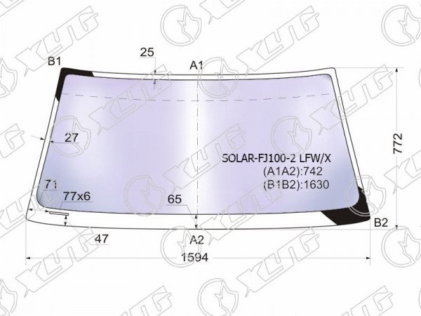 Стекло лобовое атермальное TOYOTA LAND CRUISER 98-07 (Solar-X защита от ультрафиолета)
