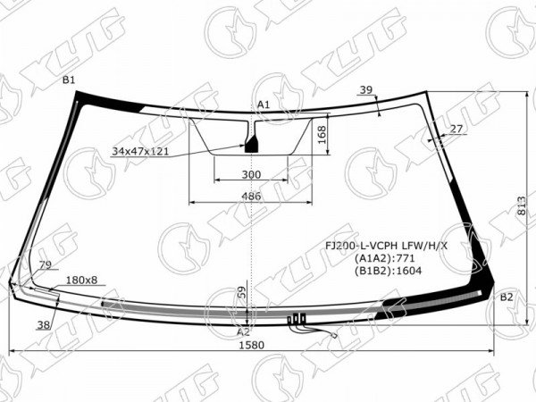 Стекло лобовое (Обогрев щеток) Toyota Land Cruiser (J200) 07-15