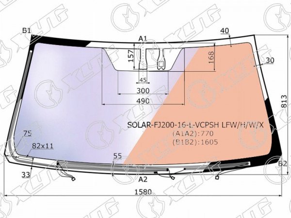 Стекло лобовое атермальное с полным обогревом + дд TOYOTA LANDCRUISER FJ200 /LEXUS LX570 16- (S