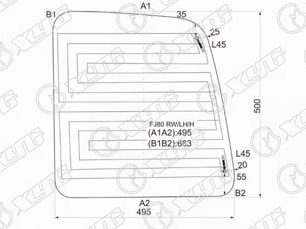 Стекло заднее (распашной двери) левое с обогревом TOYOTA LAND CRUISER #J80 90-98