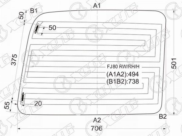 Стекло заднее (распашной двери) правое с обогревом TOYOTA LAND CRUISER #J80 90-98