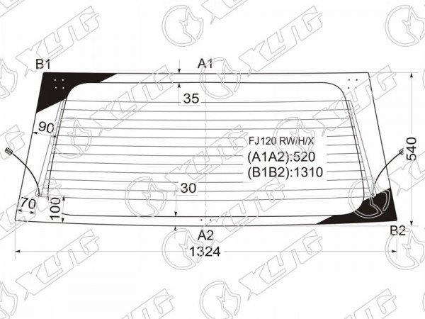 Стекло заднее с обогревом (без отв.) TOYOTA LAND CRUISER PRADO 3 /5D 02-09
