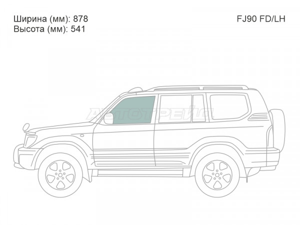 Стекло боковое опускное (Спереди / Слева / Цвет зеленый) Toyota Land Cruiser Prado (J90) 96-02