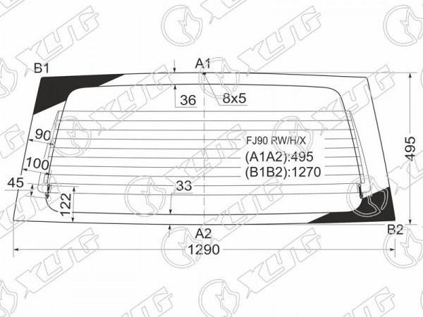 Стекло заднее с обогревом TOYOTA LAND CRUISER PRADO #J9# 3 /5D 96-02