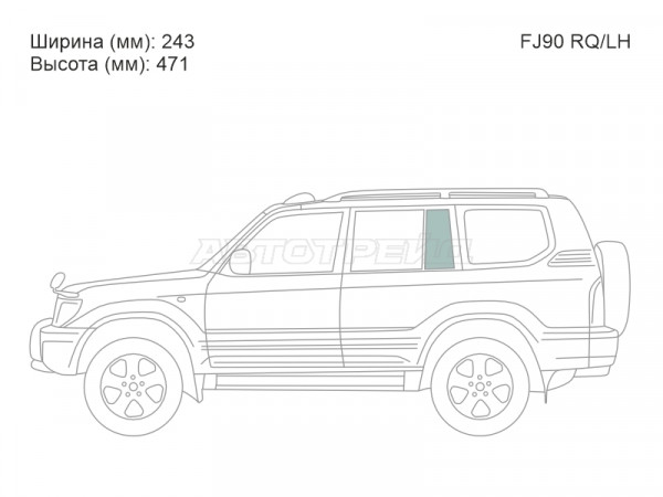 Стекло форточки (Сзади / Слева / Цвет зеленый) Toyota Land Cruiser Prado (J90) 96-02