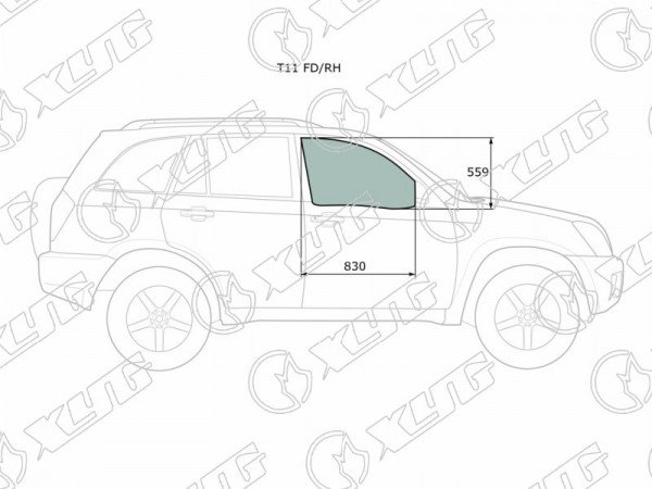 Стекло переднее правое опускное CHERY TIGGO 05-13