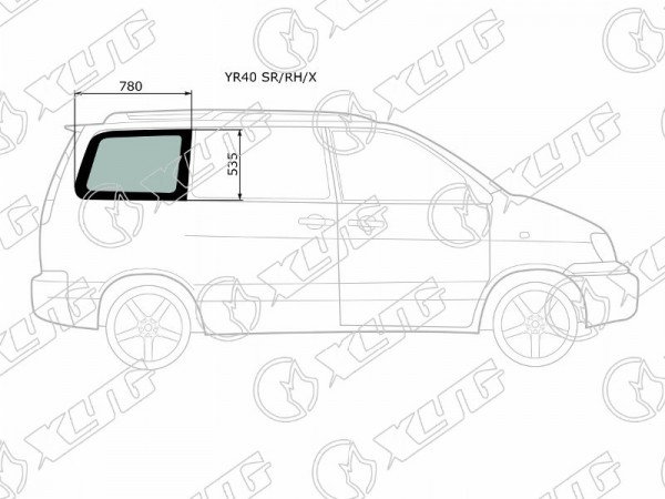 Стекло кузова заднее  правое цельное TOYOTA TOWNACE NOAH /LITEACE 96-07