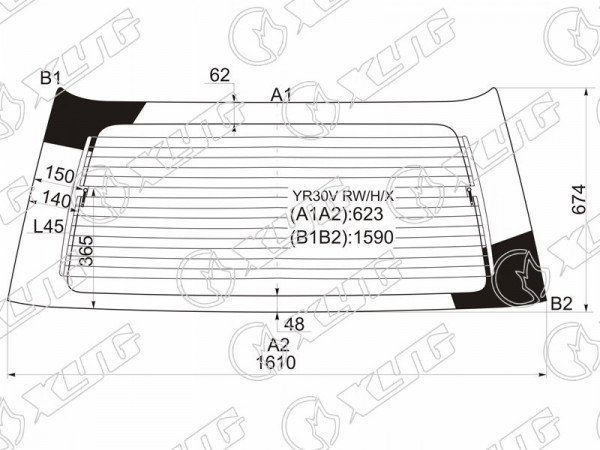 Стекло заднее с обогревом TOYOTA TOWNACE\LITEACE 92-96