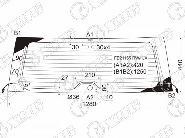Стекло заднее с обогревом TOYOTA RAV4 #A2# 3 /5D 00-05  / CHERY TIGGO 05-  /