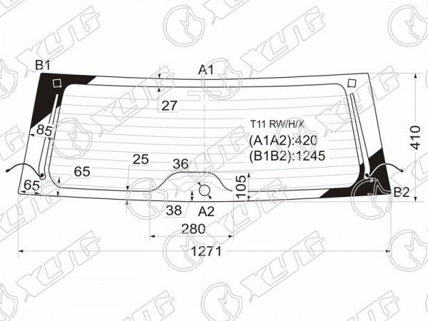 Стекло заднее (Цвет зеленый / Обогрев / Антенна) Chery Tiggo T11 05-16  / Vortex Tingo 10-14