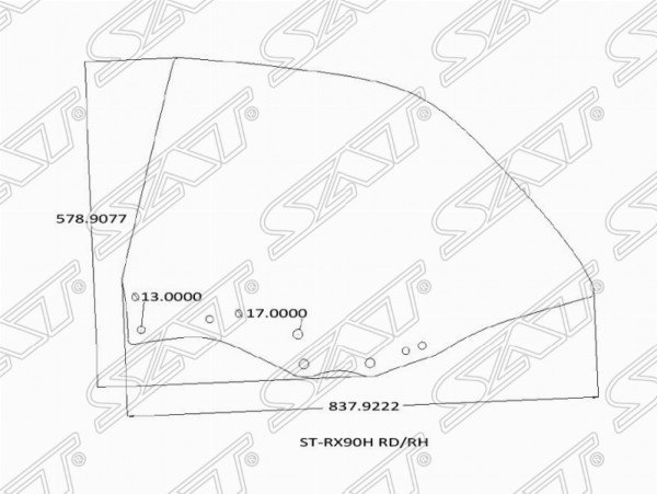 Стекло заднее правое опускное TOYOTA MARK II #X90 92-96