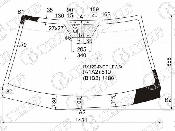 Стекло лобовое + дд TOYOTA MARK X 4D SED 04-09