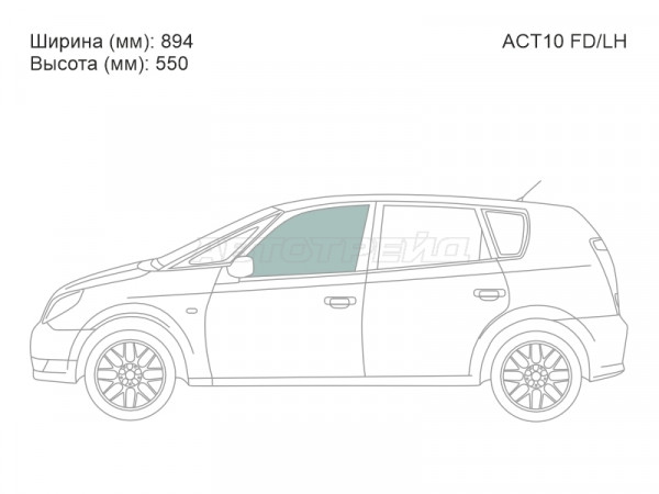 Стекло боковое опускное (Спереди / Слева / Цвет зеленый) Toyota Opa 00-05